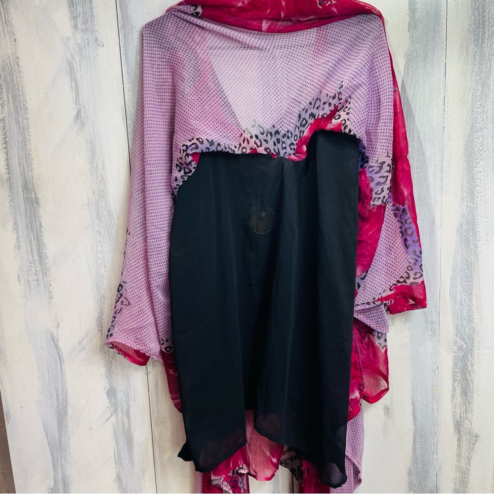 Ana & Rose Sheer Floral Animal Print Sleeveless Gold Necklace Beach Coverup OS - Picture 4 of 7